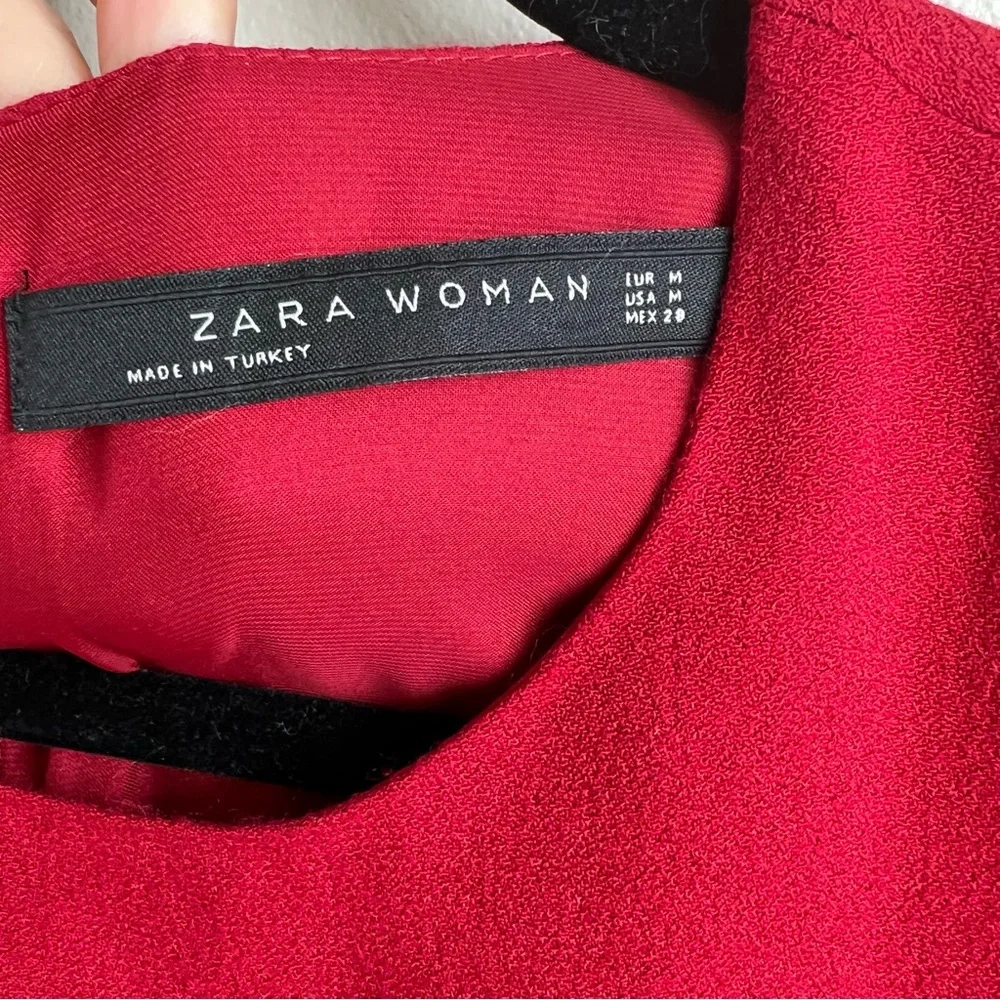 Zara Red Lace Trim Long Sleeve Romper, Size Medium - Picture 2 of 6